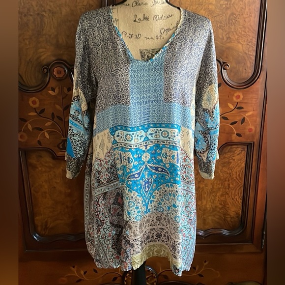 Johnny Was Silk V-Neck Tunic Dress Size MED-EUC-Like New🪷 - Picture 3 of 13